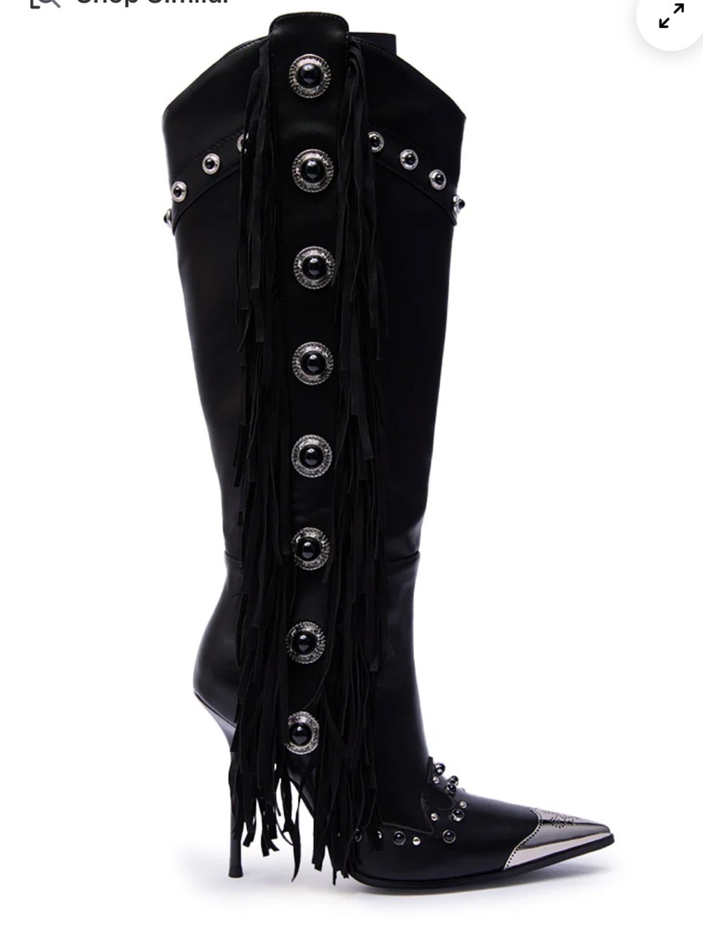 BLACK WESTERN POINTED TOE STILETTO BOOT 6